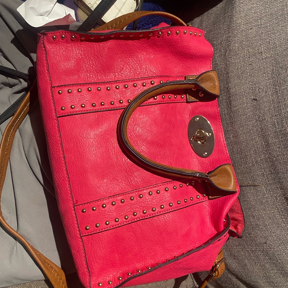 Stylish Pink Studded Handbag